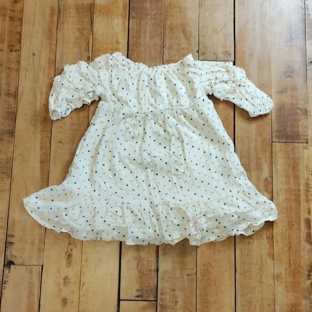 Old Navy dress 3T cotton polka dots rainbow lined spring Easter ruffles